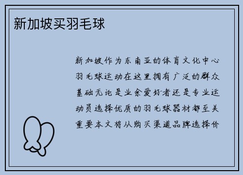 新加坡买羽毛球